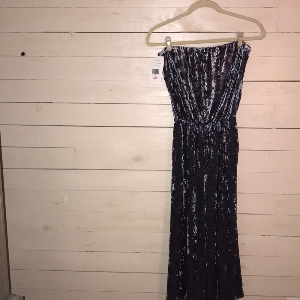 Final Touch Strapless Velvet Jumpsuit